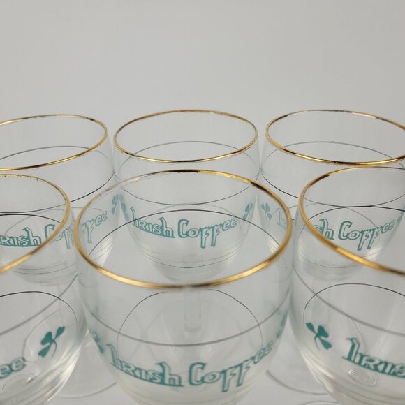 Vintage 6 Irish Coffee Stem 6" Wine Glass Goblet Clover Shamrock France - Picture 4 of 7